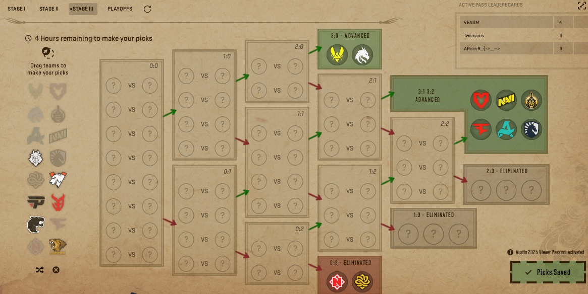 Stage 3 Pick'Em for Austin Major 2025